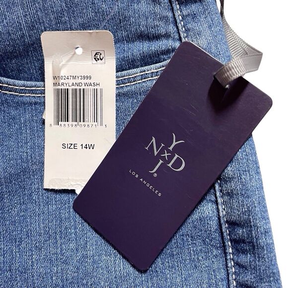 NWT NYDJ Audrey Straight Ankle Jeans Maryland Wash Size 14W Embellished Pockets - Picture 3 of 16